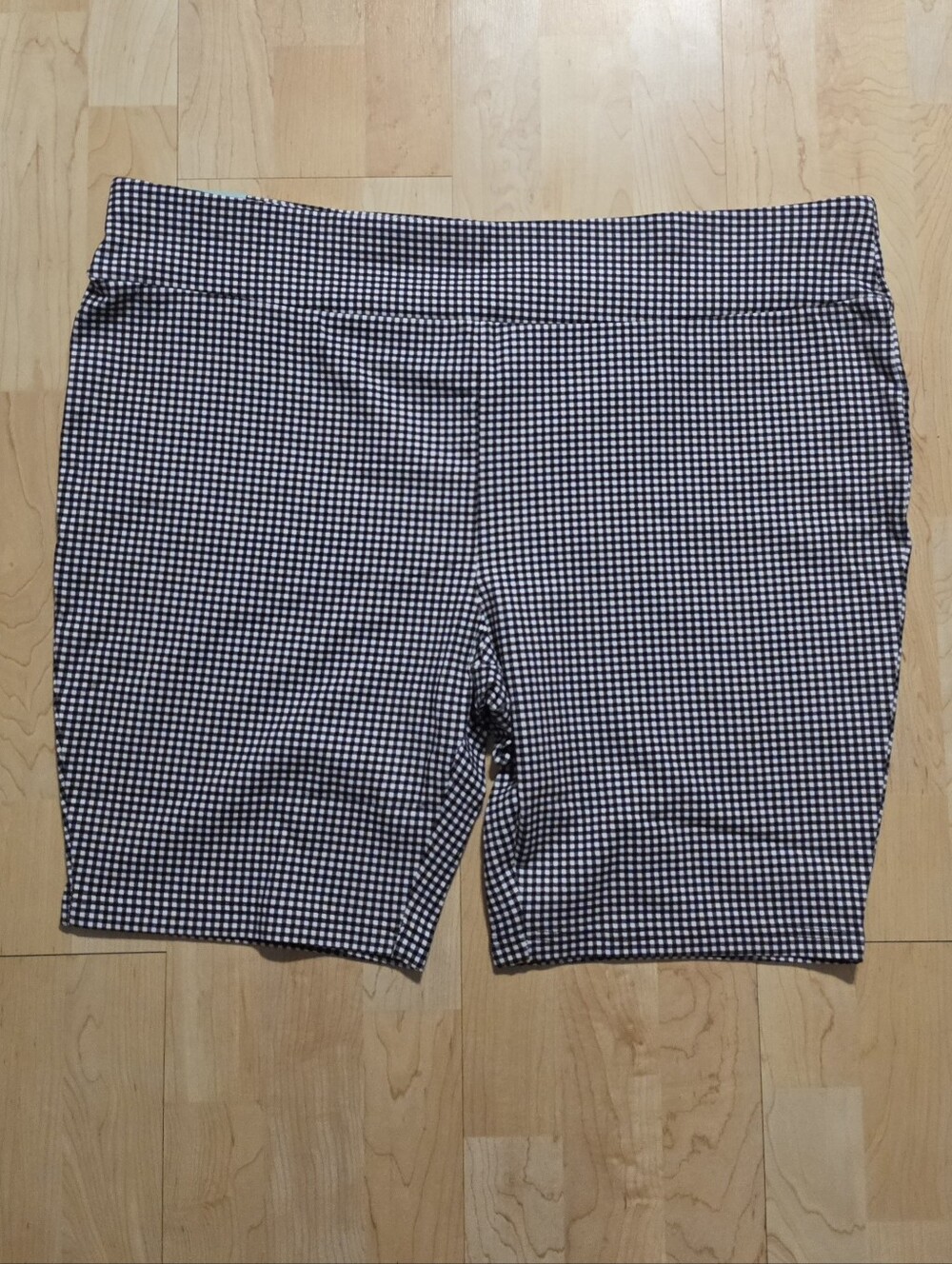 Terra & Sky Women's Plus Black White Checkered Bike Shorts Size 3X 24W - 26W NEW